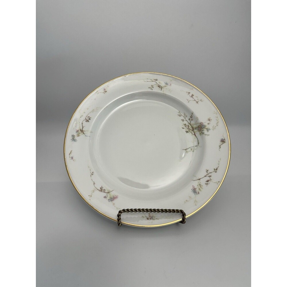 Antique Haviland Limoges France 9.75” Dinner Plate Pink Blue Floral Gold Trim
